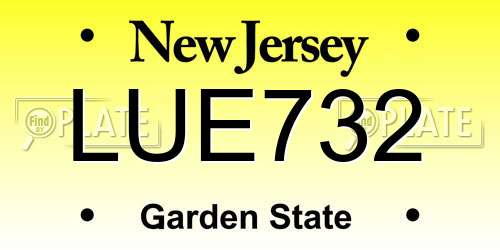 LUE732 New Jersey License Plate