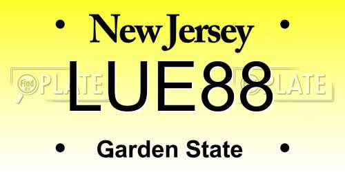 LUE88 New Jersey License Plate