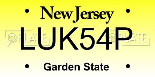 LUK54P New Jersey License Plate