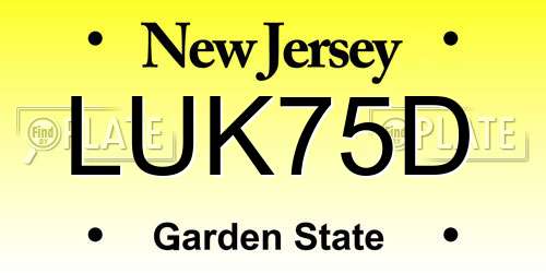 LUK75D New Jersey License Plate