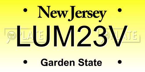 LUM23V New Jersey License Plate