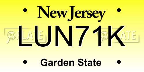 LUN71K New Jersey License Plate