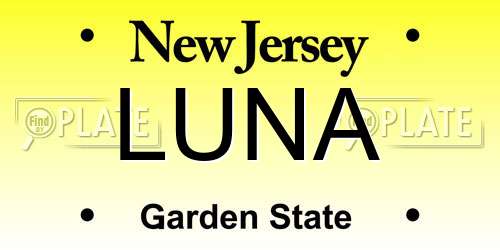 LUNA New Jersey License Plate