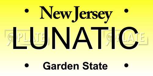 LUNATIC New Jersey License Plate