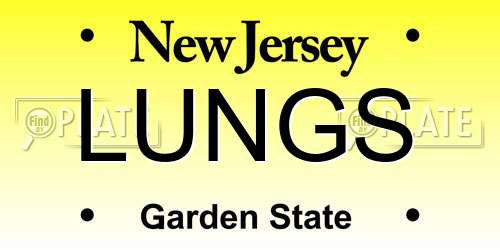 LUNGS New Jersey License Plate