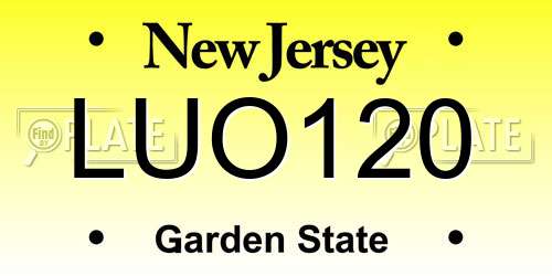 LUO120 New Jersey License Plate