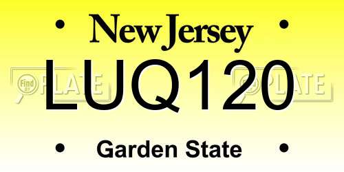LUQ120 New Jersey License Plate