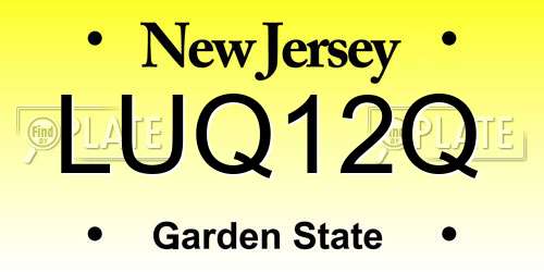 LUQ12Q New Jersey License Plate