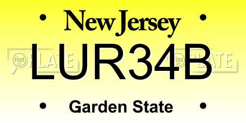 LUR34B New Jersey License Plate