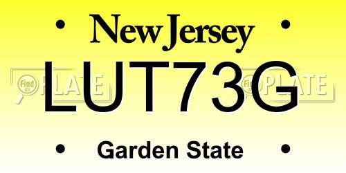LUT73G New Jersey License Plate