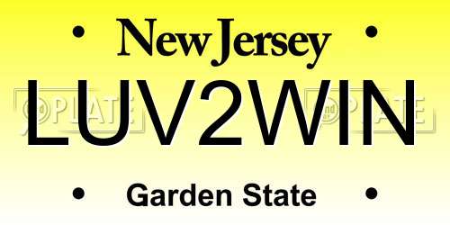 LUV2WIN New Jersey License Plate