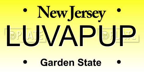 LUVAPUP New Jersey License Plate