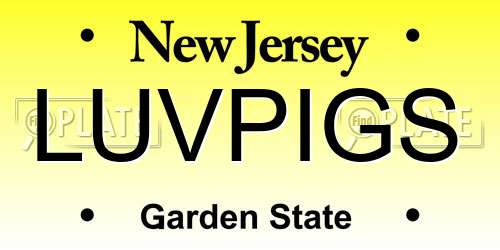 LUVPIGS New Jersey License Plate