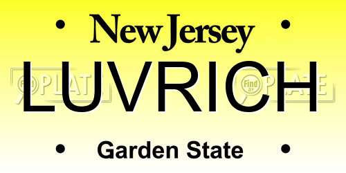 LUVRICH New Jersey License Plate