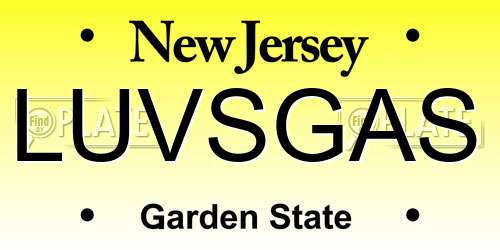 LUVSGAS New Jersey License Plate