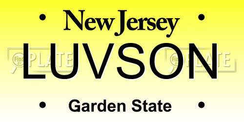 LUVSON New Jersey License Plate