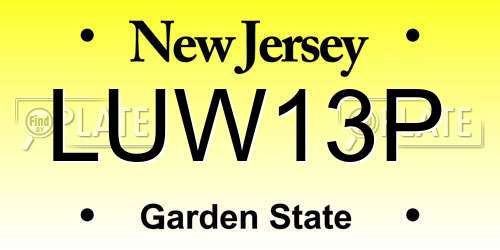 LUW13P New Jersey License Plate
