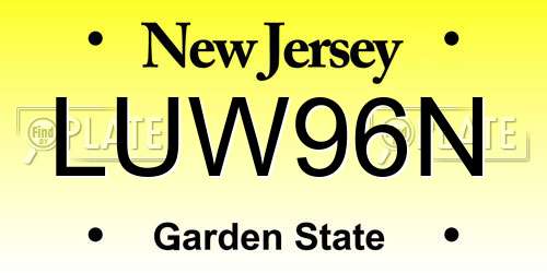 LUW96N New Jersey License Plate