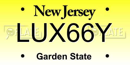 LUX66Y New Jersey License Plate