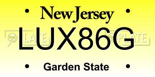 LUX86G New Jersey License Plate