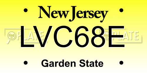 LVC68E New Jersey License Plate