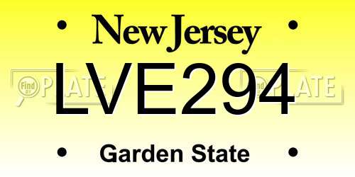 LVE294 New Jersey License Plate