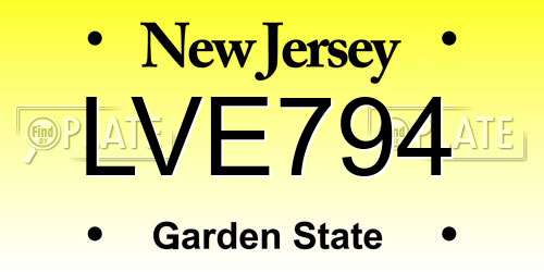 LVE794 New Jersey License Plate