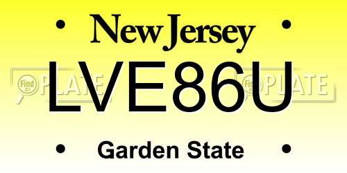 LVE86U New Jersey License Plate