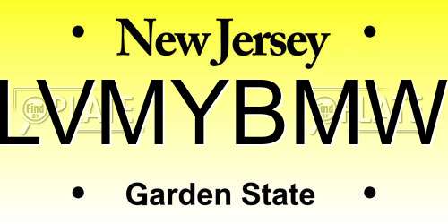 LVMYBMW New Jersey License Plate