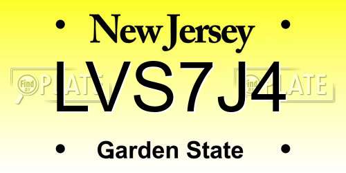 LVS7J4 New Jersey License Plate