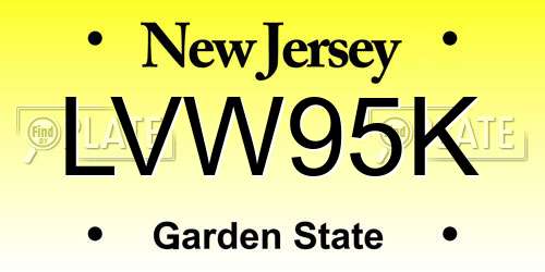 LVW95K New Jersey License Plate
