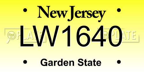 LW1640 New Jersey License Plate