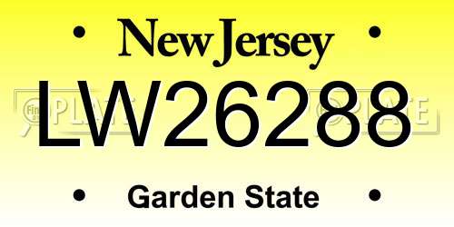 LW26288 New Jersey License Plate