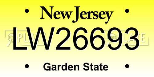 LW26693 New Jersey License Plate