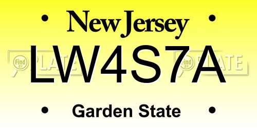 LW4S7A New Jersey License Plate
