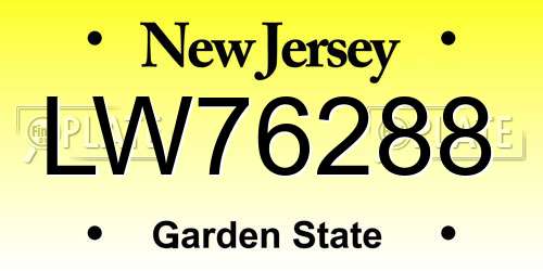 LW76288 New Jersey License Plate