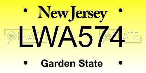 LWA574 New Jersey License Plate