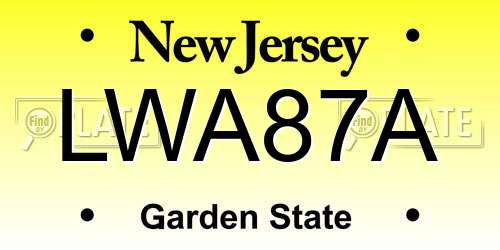 LWA87A New Jersey License Plate