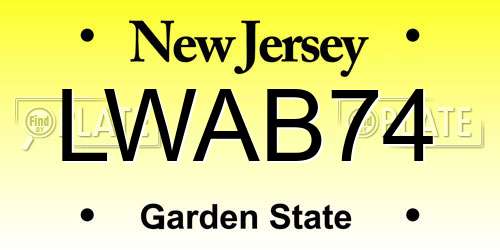 LWAB74 New Jersey License Plate
