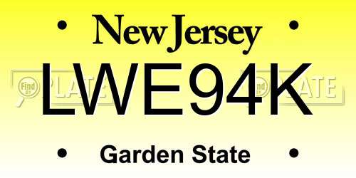 LWE94K New Jersey License Plate