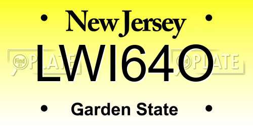 LWI64O New Jersey License Plate