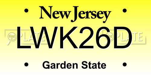 LWK26D New Jersey License Plate