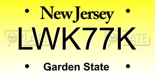 LWK77K New Jersey License Plate