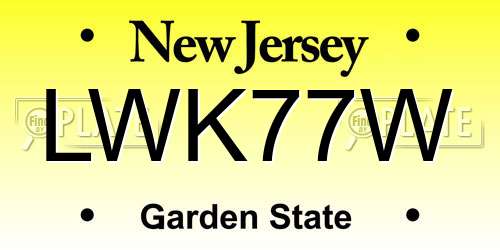 LWK77W New Jersey License Plate