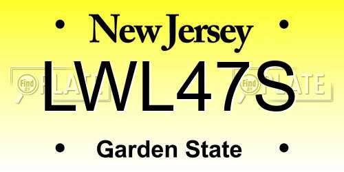 LWL47S New Jersey License Plate