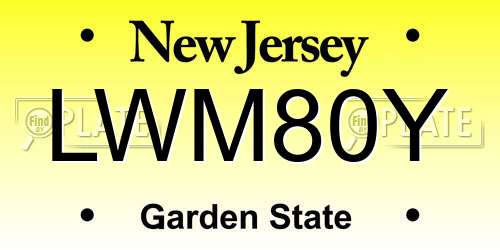 LWM80Y New Jersey License Plate
