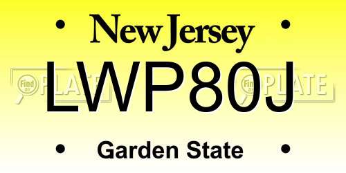 LWP80J New Jersey License Plate