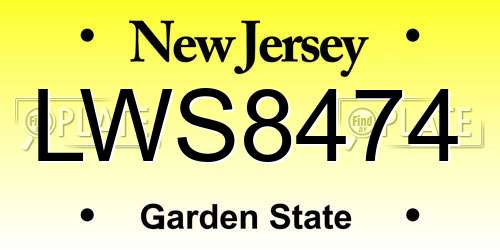 LWS8474 New Jersey License Plate