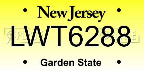 LWT6288 New Jersey License Plate