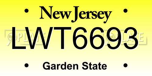 LWT6693 New Jersey License Plate